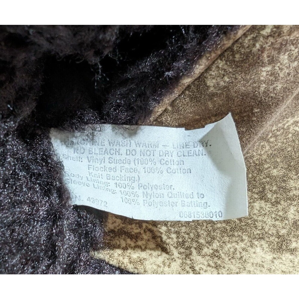 Vintage 80s Coat Brown Faux Suede Fur Sherpa Women's Size M - Picture 7 of 7